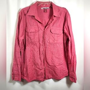 Raw Edge slim fit red button down shirt men's L  #1275